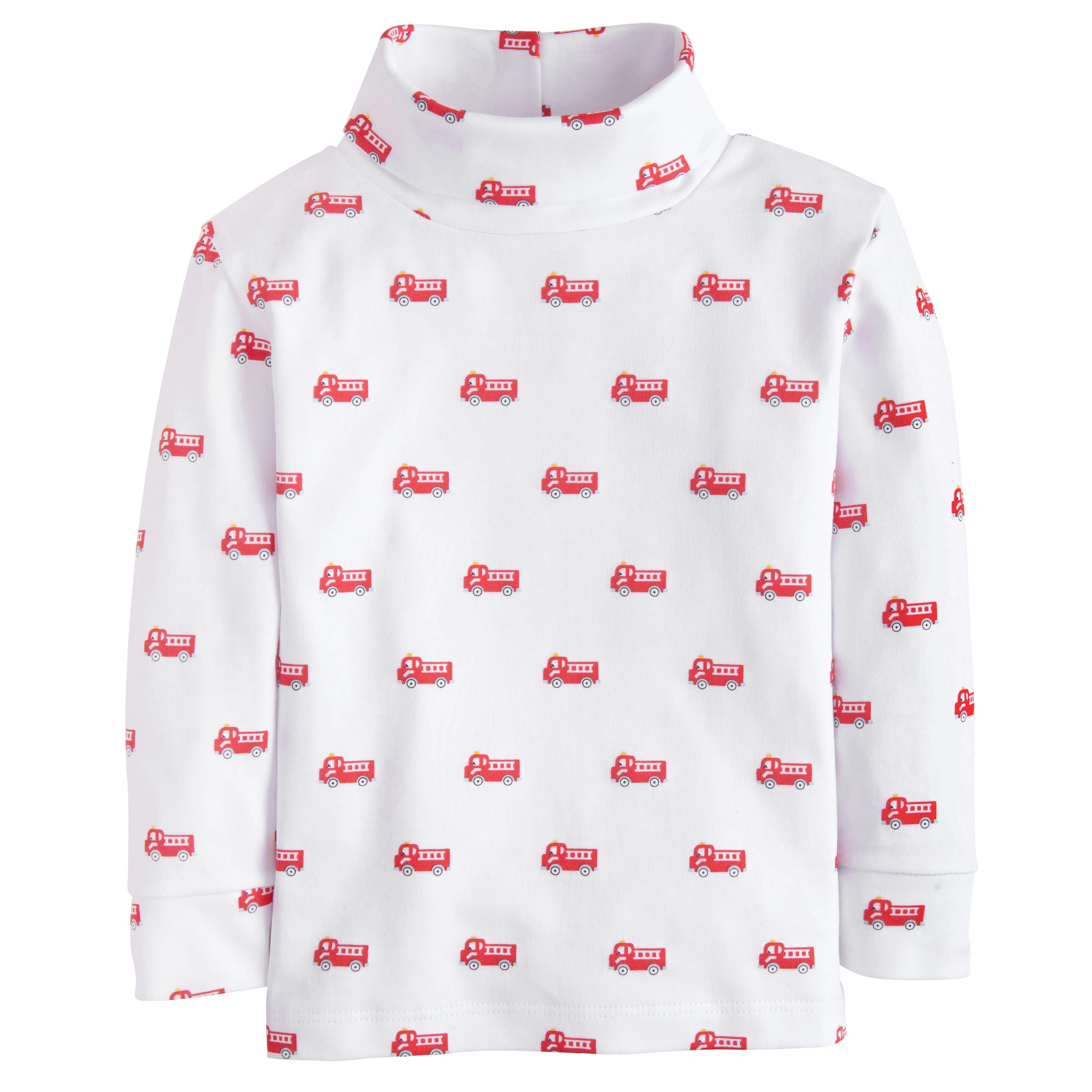 Little English Printed Turtleneck, Fire Truck