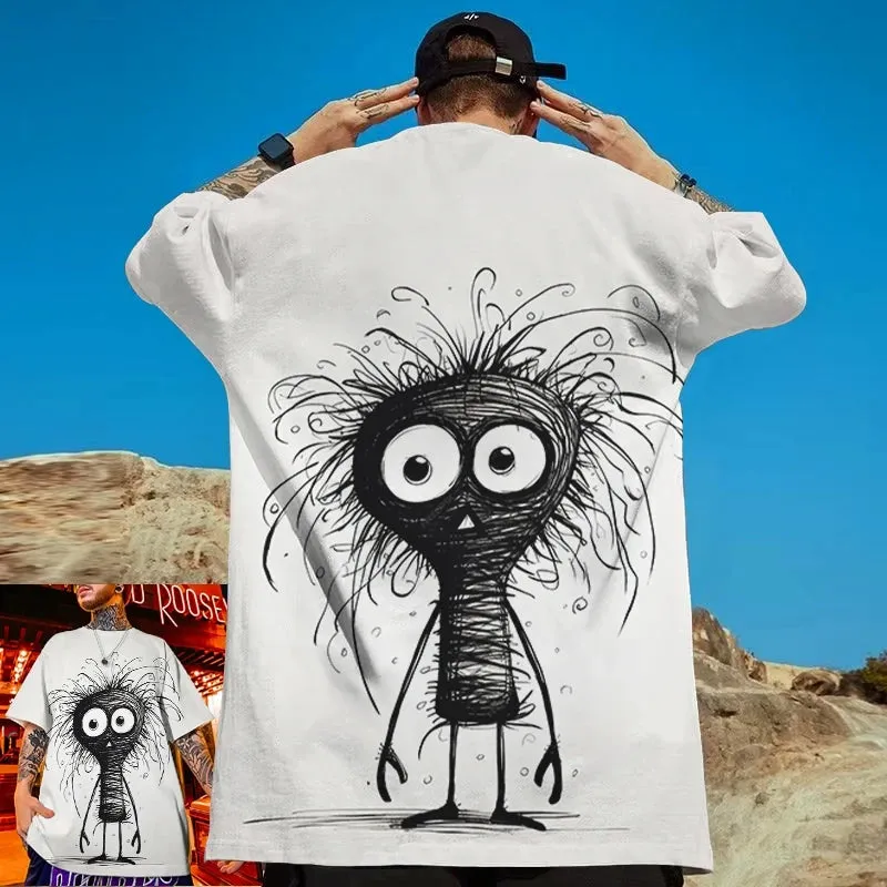 Loose Oversized Monster Short Sleeve Retro Tshirt