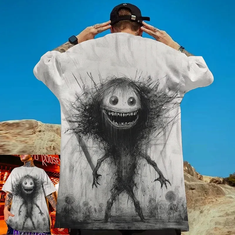 Loose Oversized Monster Short Sleeve Retro Tshirt