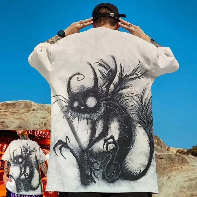 Loose Oversized Monster Short Sleeve Retro Tshirt