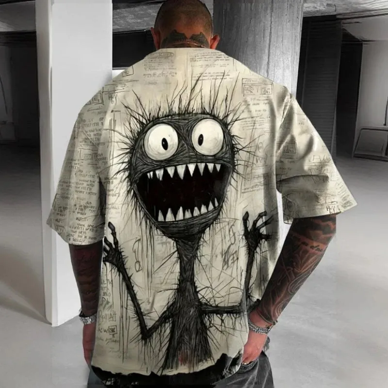 Loose Oversized Monster Short Sleeve Retro Tshirt
