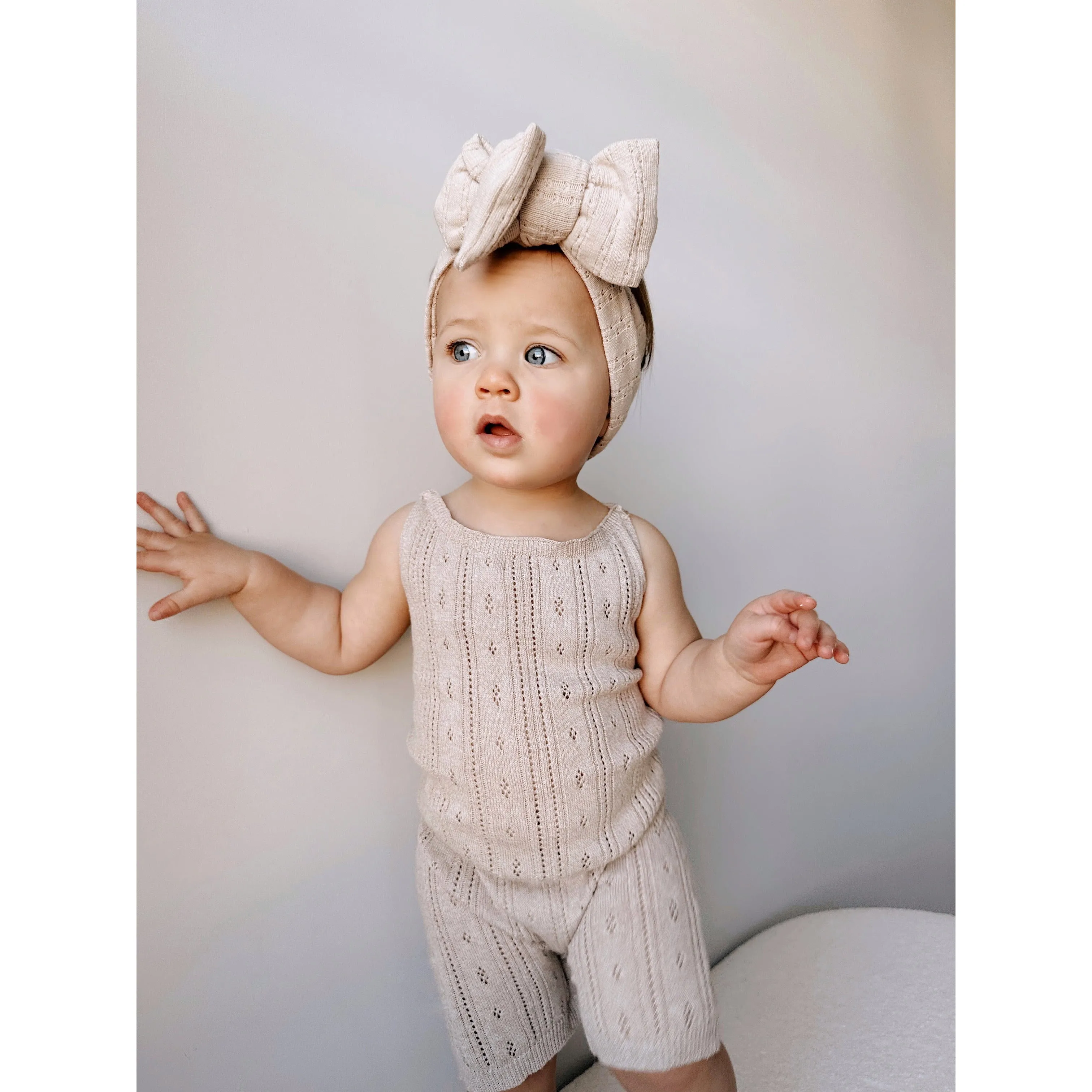 Luna   Luca Pointelle Romper - Heather Beige