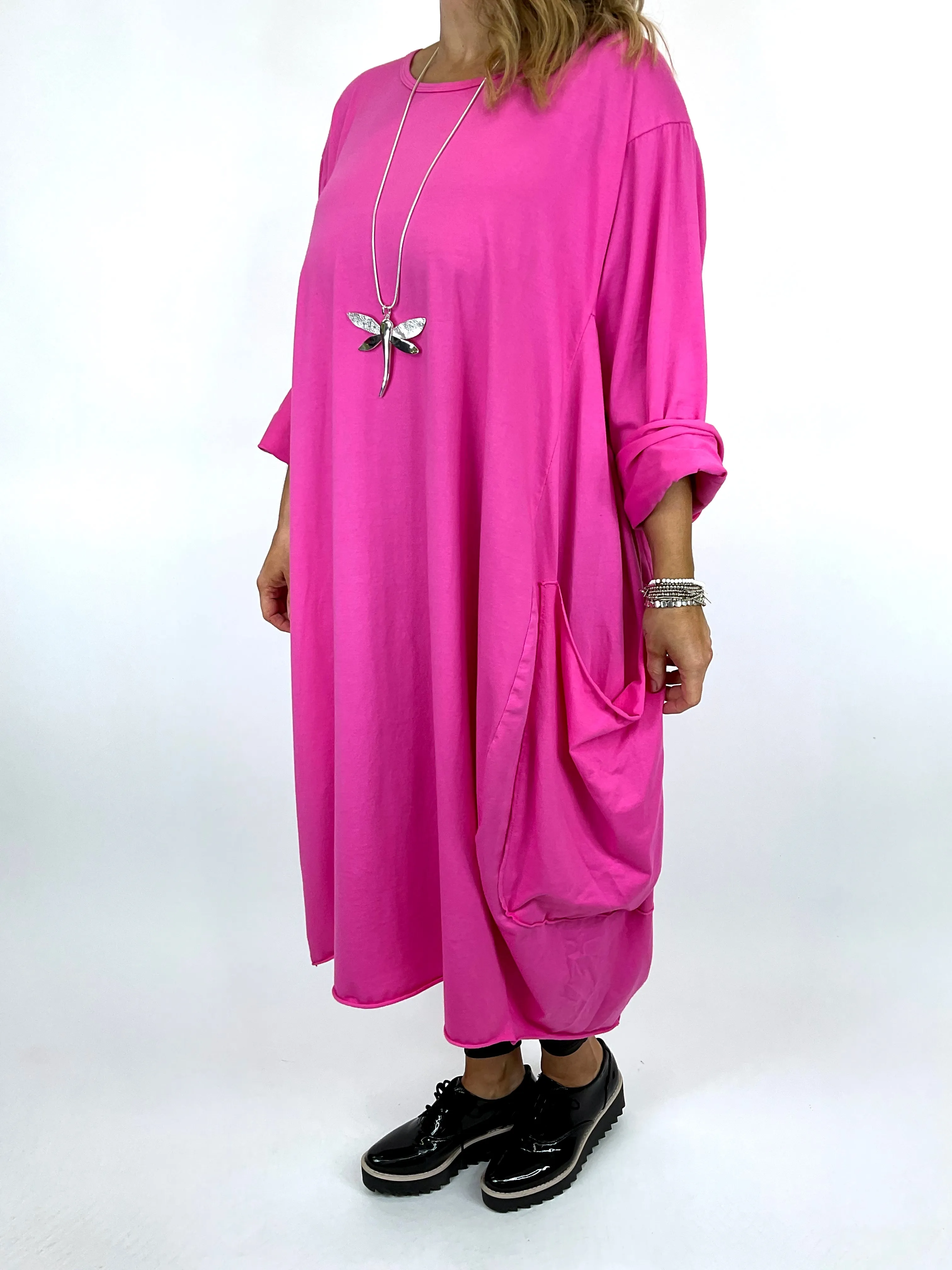 Made in Italy Lagenlook Martha Pocket Tunic in Fuchsia.Code 9904