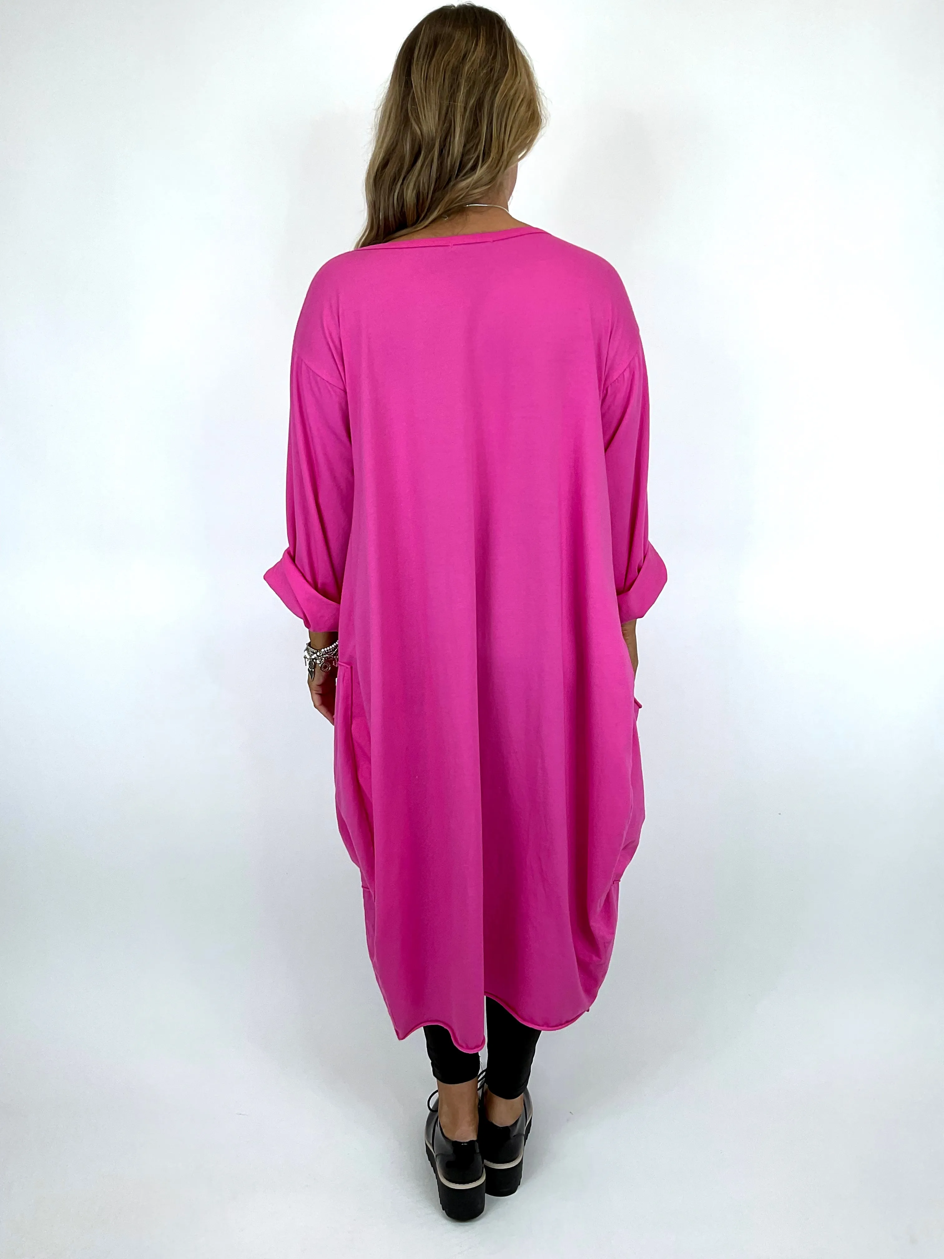 Made in Italy Lagenlook Martha Pocket Tunic in Fuchsia.Code 9904