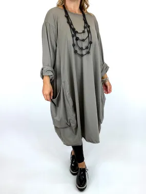 Made in Italy Lagenlook Martha Pocket Tunic in Mocha. Code 9904
