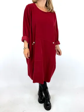 Made in Italy Lagenlook Rona Baby Cord Tunic in Claret Red . code 90663
