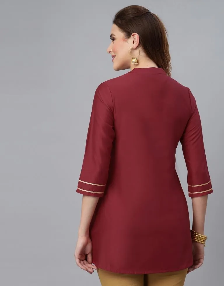 Maroon Embroidered Tunic Top