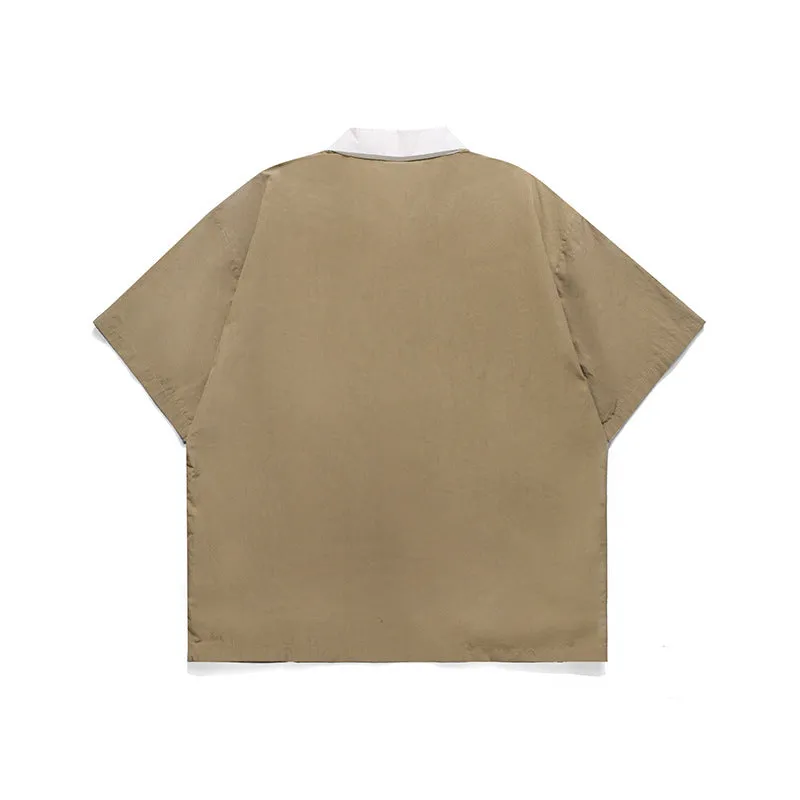 Men T-Shirt Summer Men's Embroidery Lapel Casual Retro Short Sleeve
