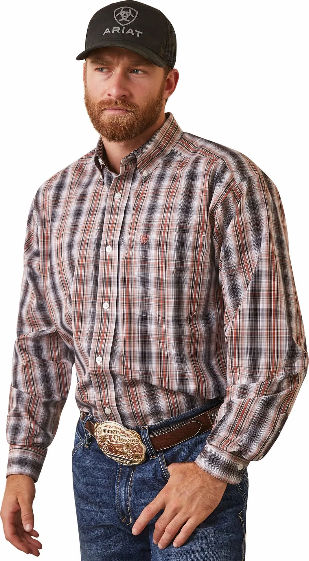 Men's Ariat Wrinkle Free Owen Classic Long Sleeve Shirt in Nutmeg - 10043646