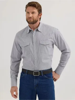Men's Wrangler Classic Grey Stripe Long Sleeve Snap Shirt