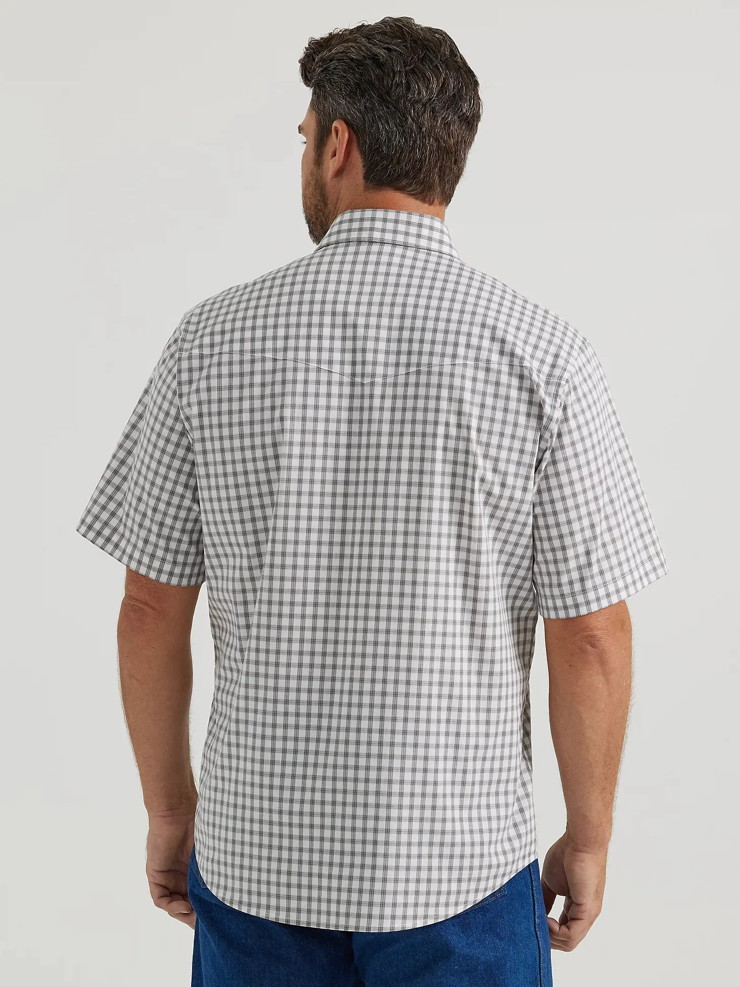 Men's Wrangler Classic Grey Window Short Sleeve Snap Shirt