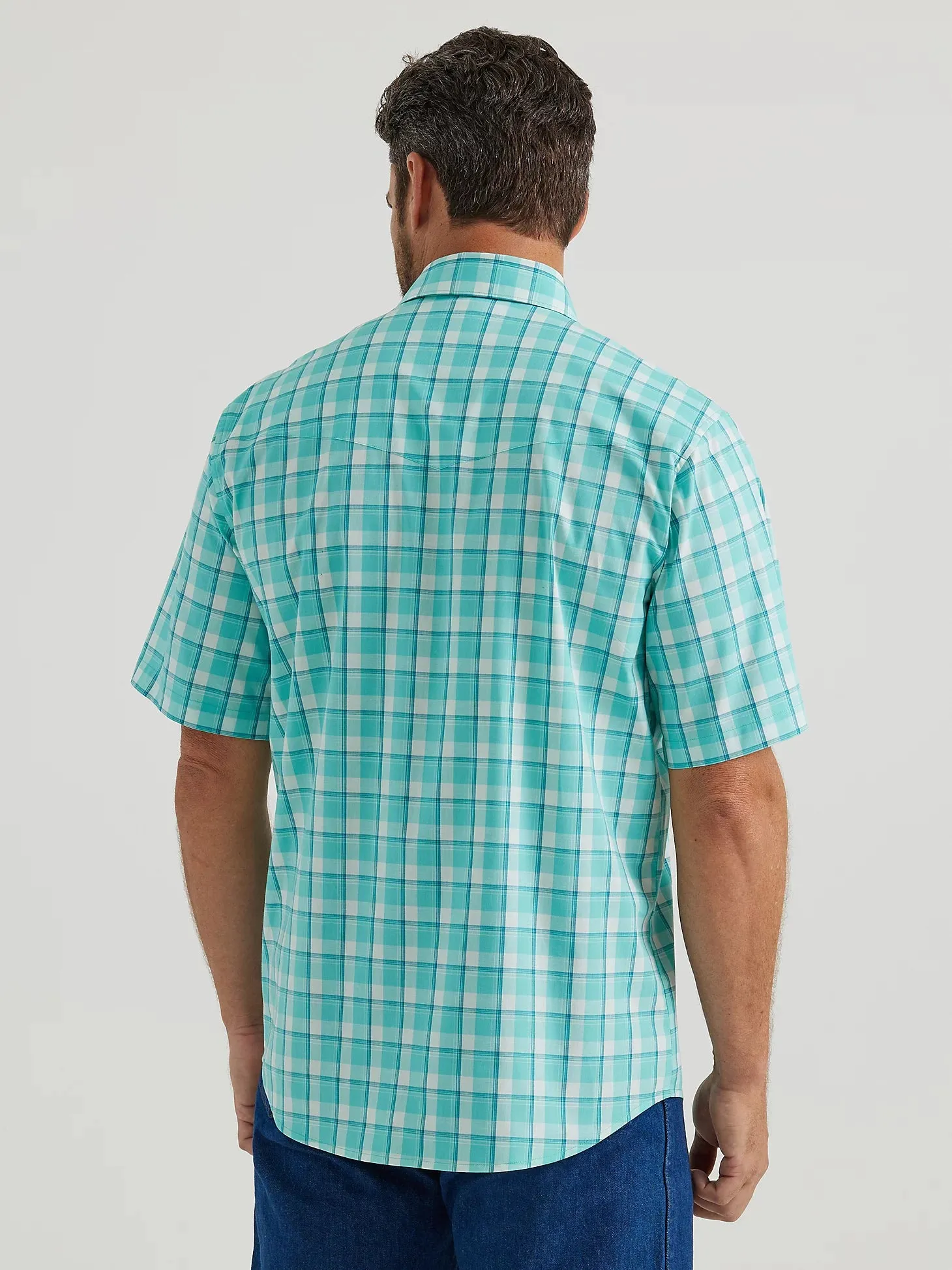 Men's Wrangler Turquoise Classic Short Sleeve Snap Shirt