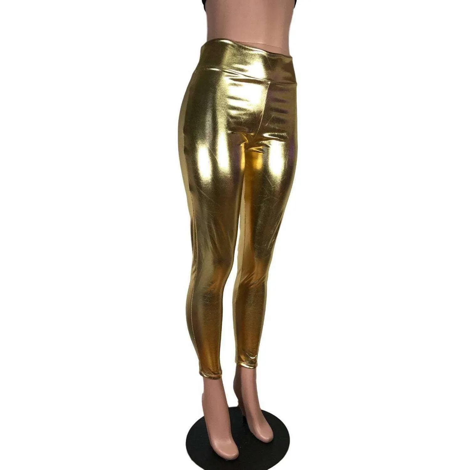 Metallic Gold High Waisted Leggings Pants