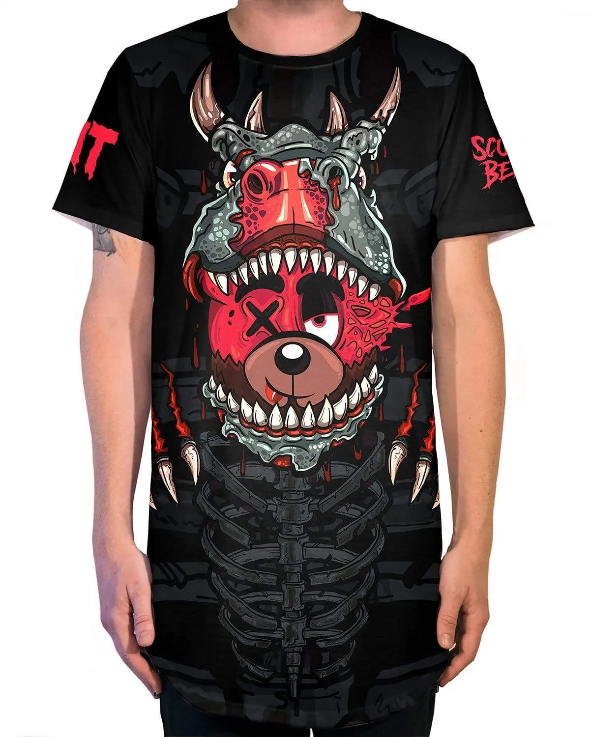 Midnight Tyrannosaurus Boneyard Extra Long T-Shirt