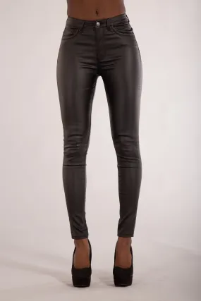 MidnightGlam High-Waist Faux Leather Trousers