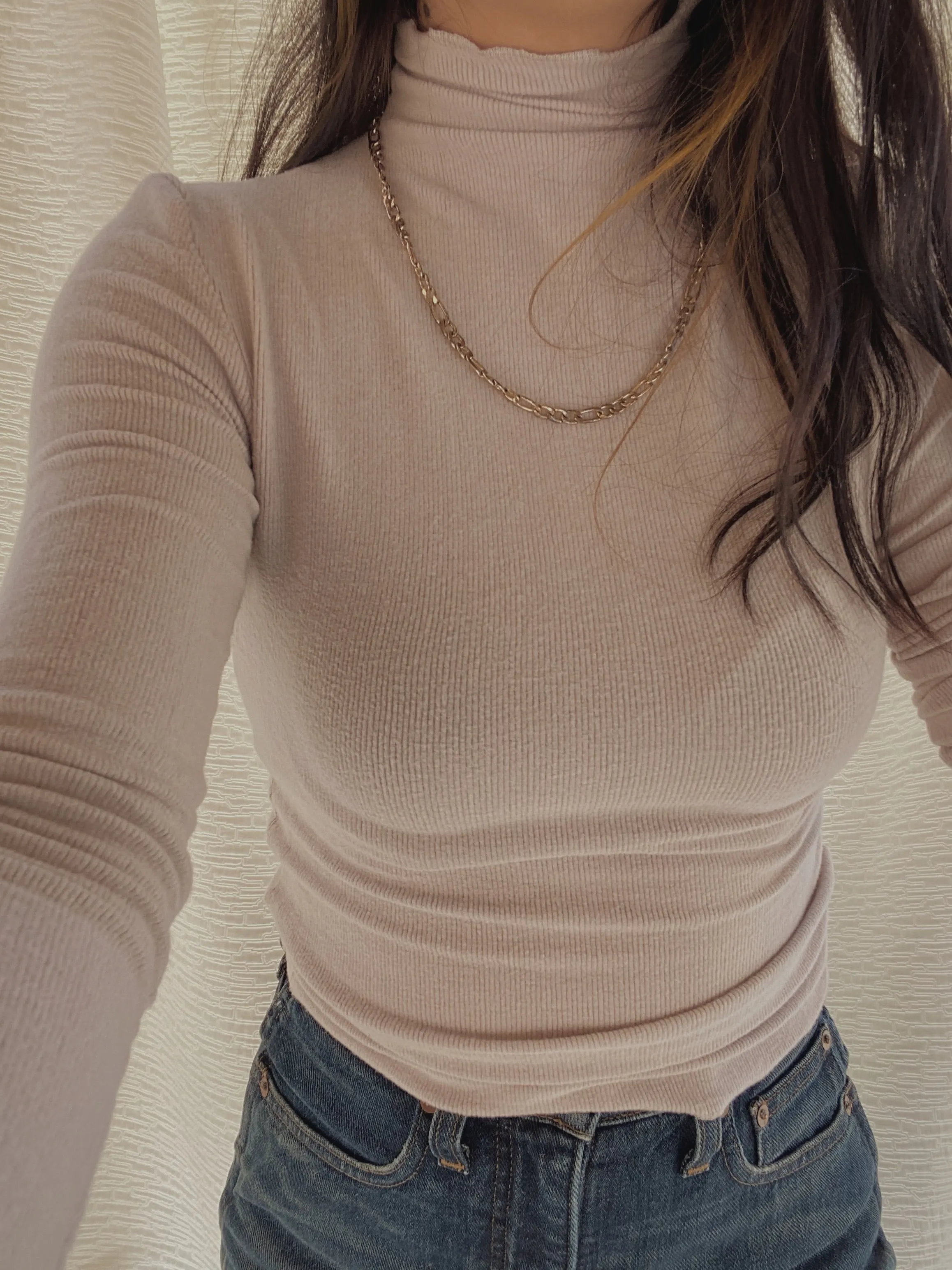 Mock Neck Top- Ash