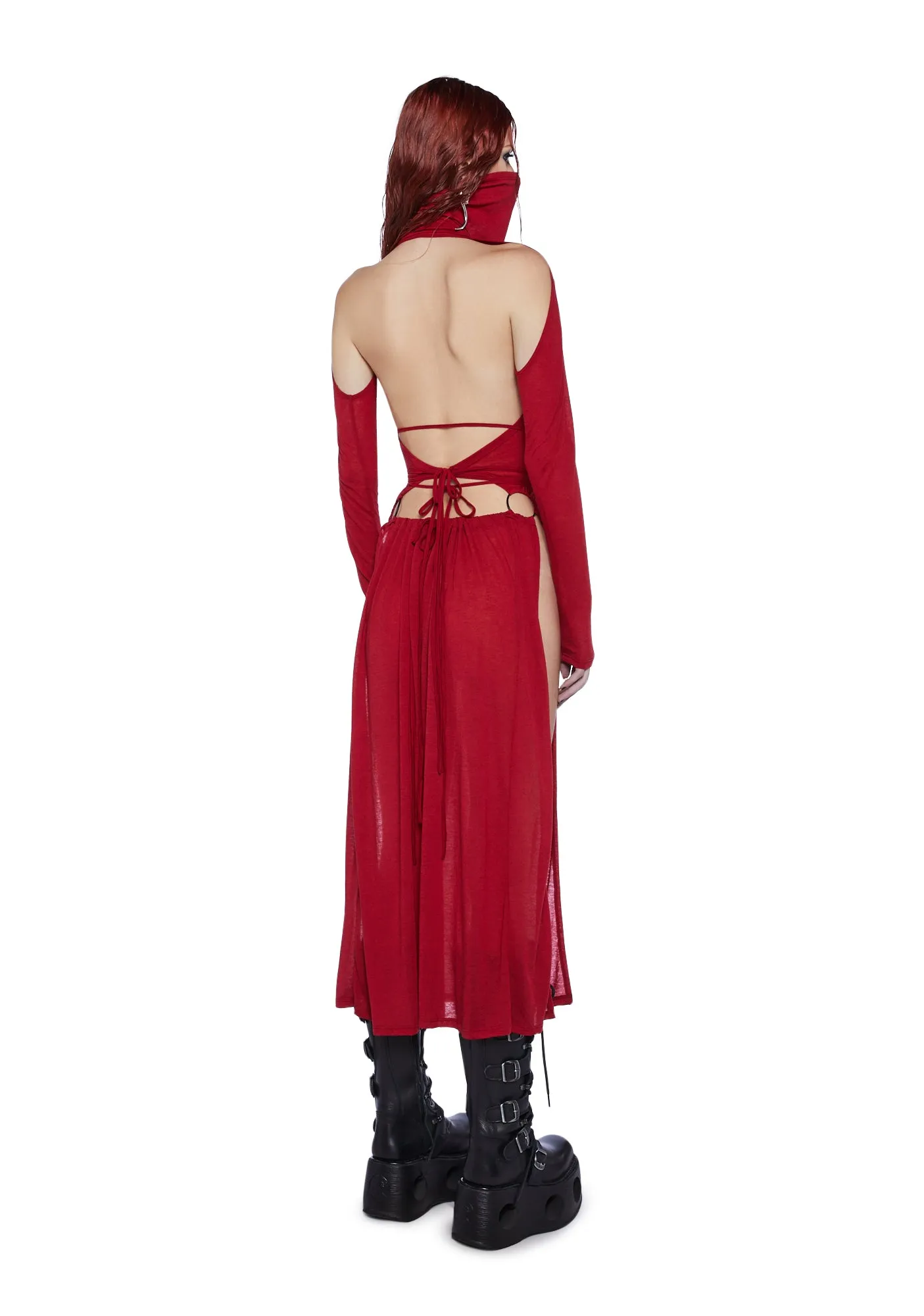 Modulation Sheer High Slit Maxi Dress