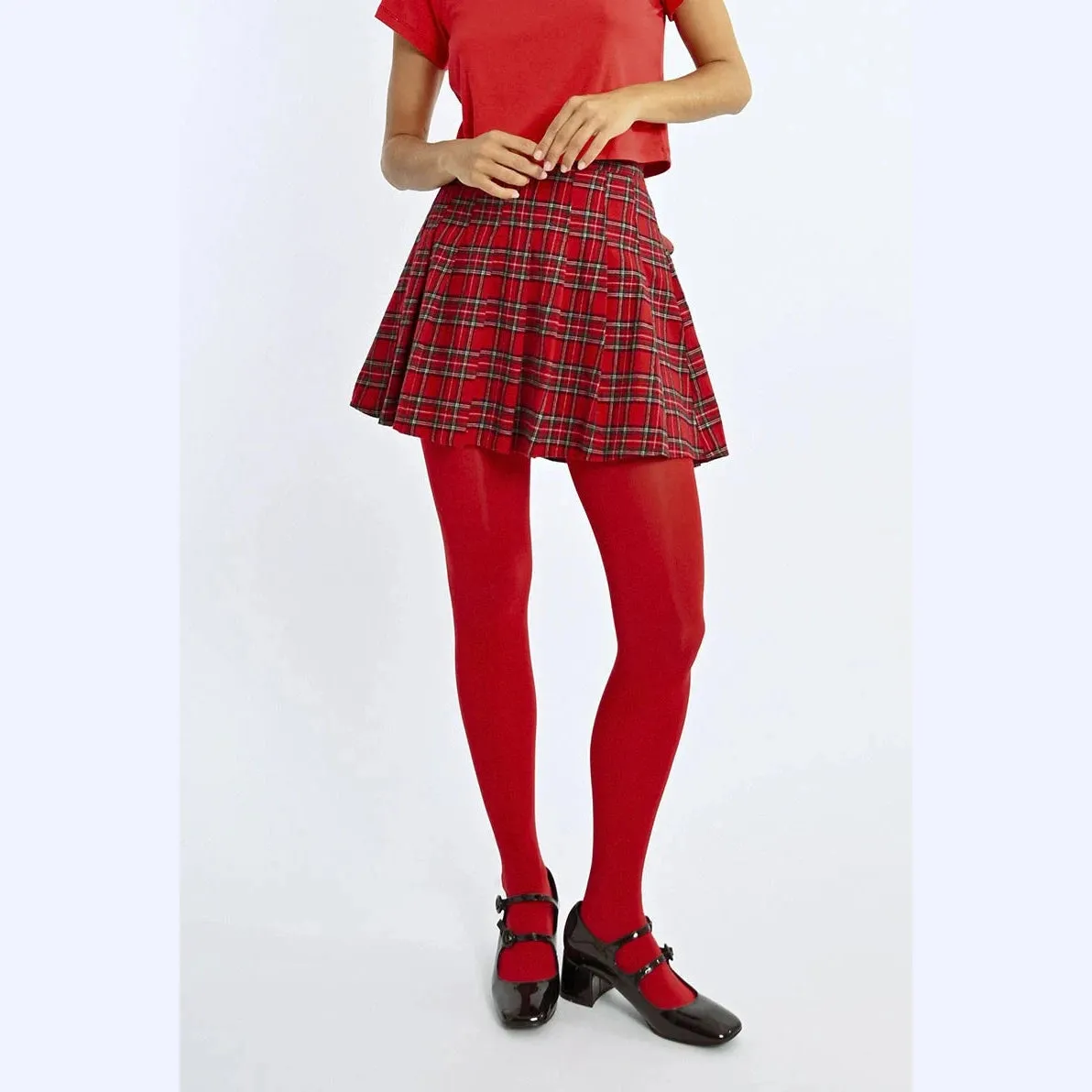 Molly Bracken Pleated Checked Mini Skirt