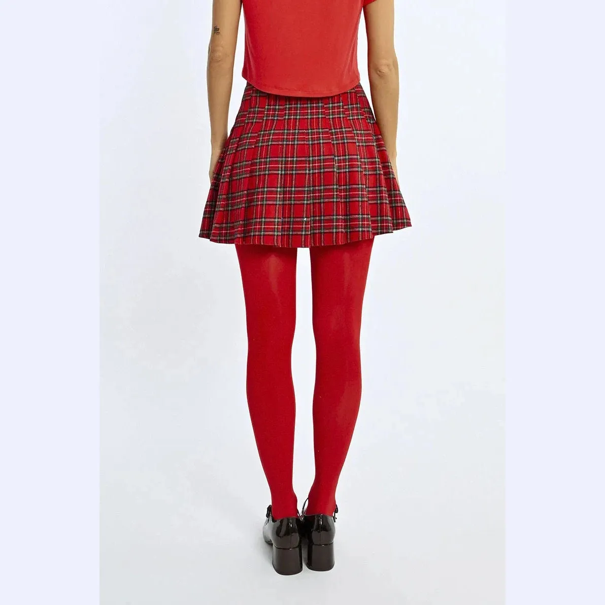 Molly Bracken Pleated Checked Mini Skirt