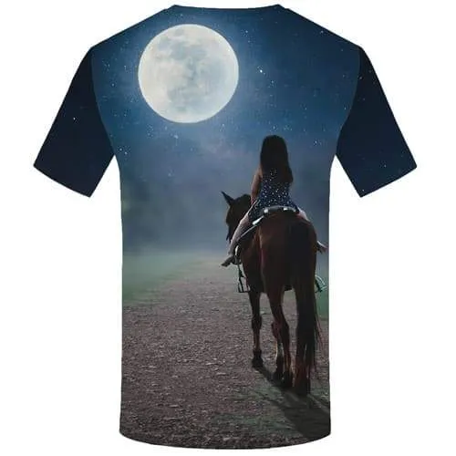 Moon T shirts Men Horse Shirt Print Animal Tshirt Printed Character Tshirts Casual Harajuku Tshirts Novelty Short Sleeve