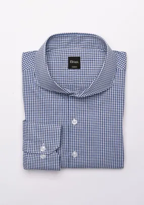 Navy Blue Gingham Shirt - Wrinkle Free