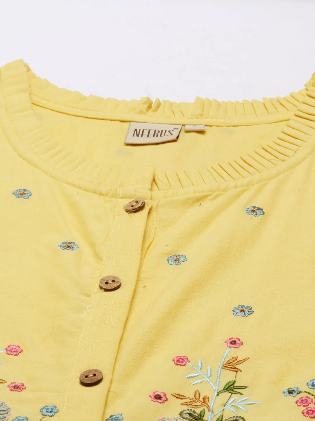 Neeru's Yellow Color Cotton Fabric Tunic