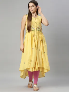 Neeru's Yellow Color Cotton Fabric Tunic