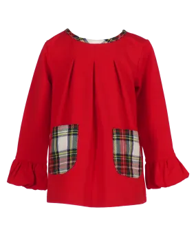 North Pole Plaid - Tollie Tunic in Red Knit