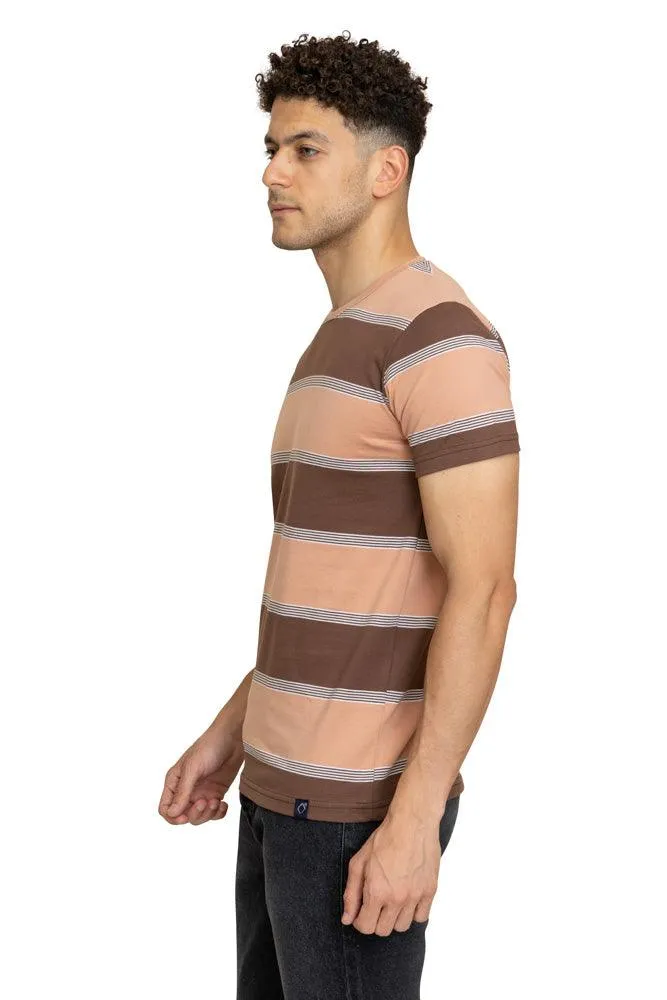 N.Striped Brown Striped Round T-shirt