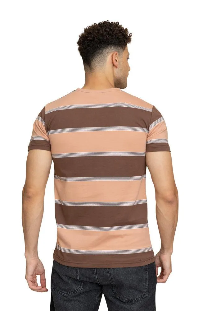 N.Striped Brown Striped Round T-shirt