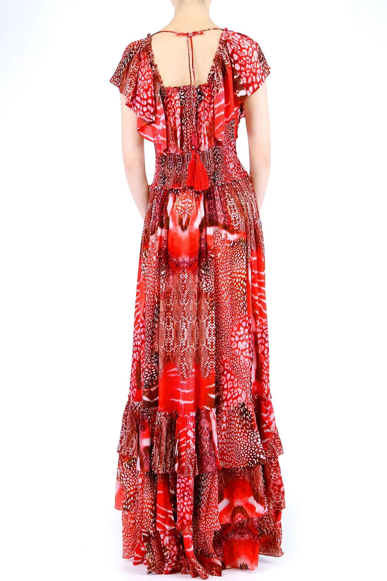 Off Shoulder Red Ruffle Dress