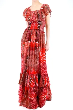 Off Shoulder Red Ruffle Dress
