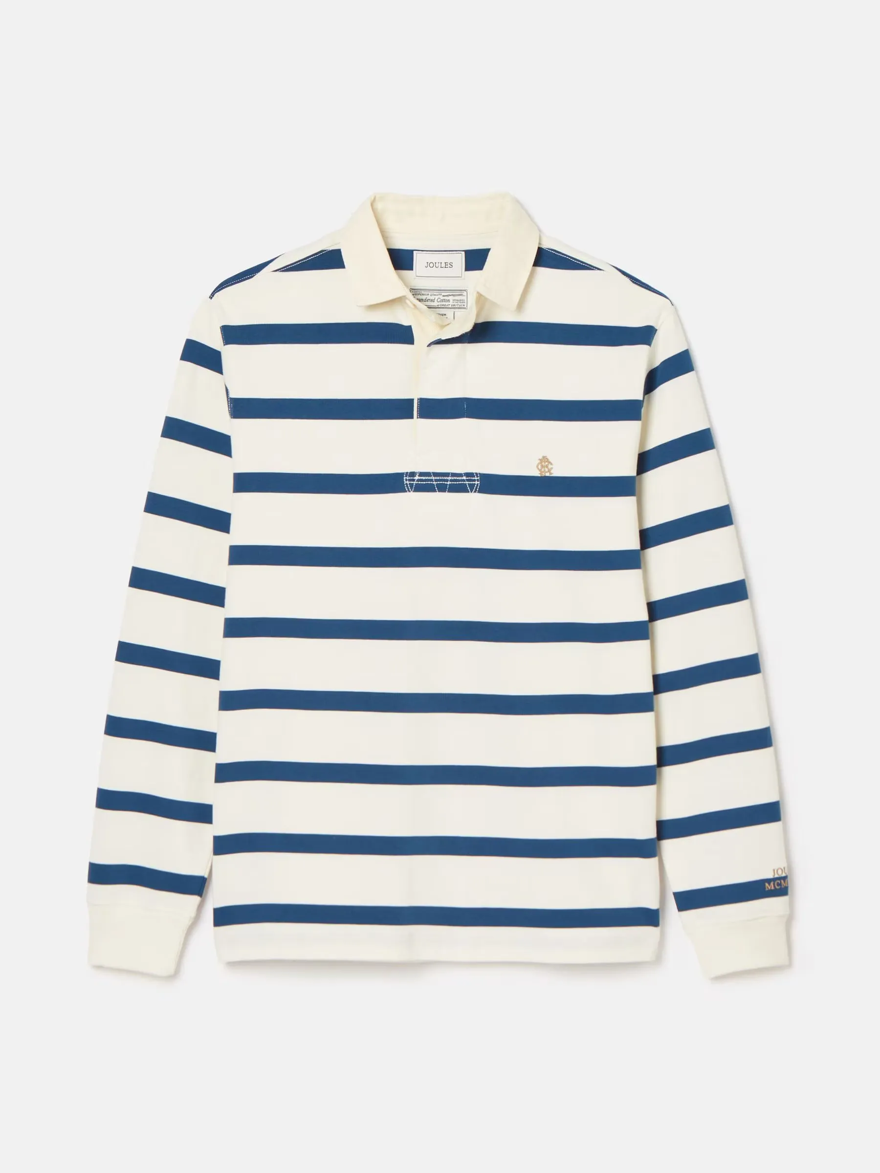 Onside Cream & Blue Striped Rugby Shirt