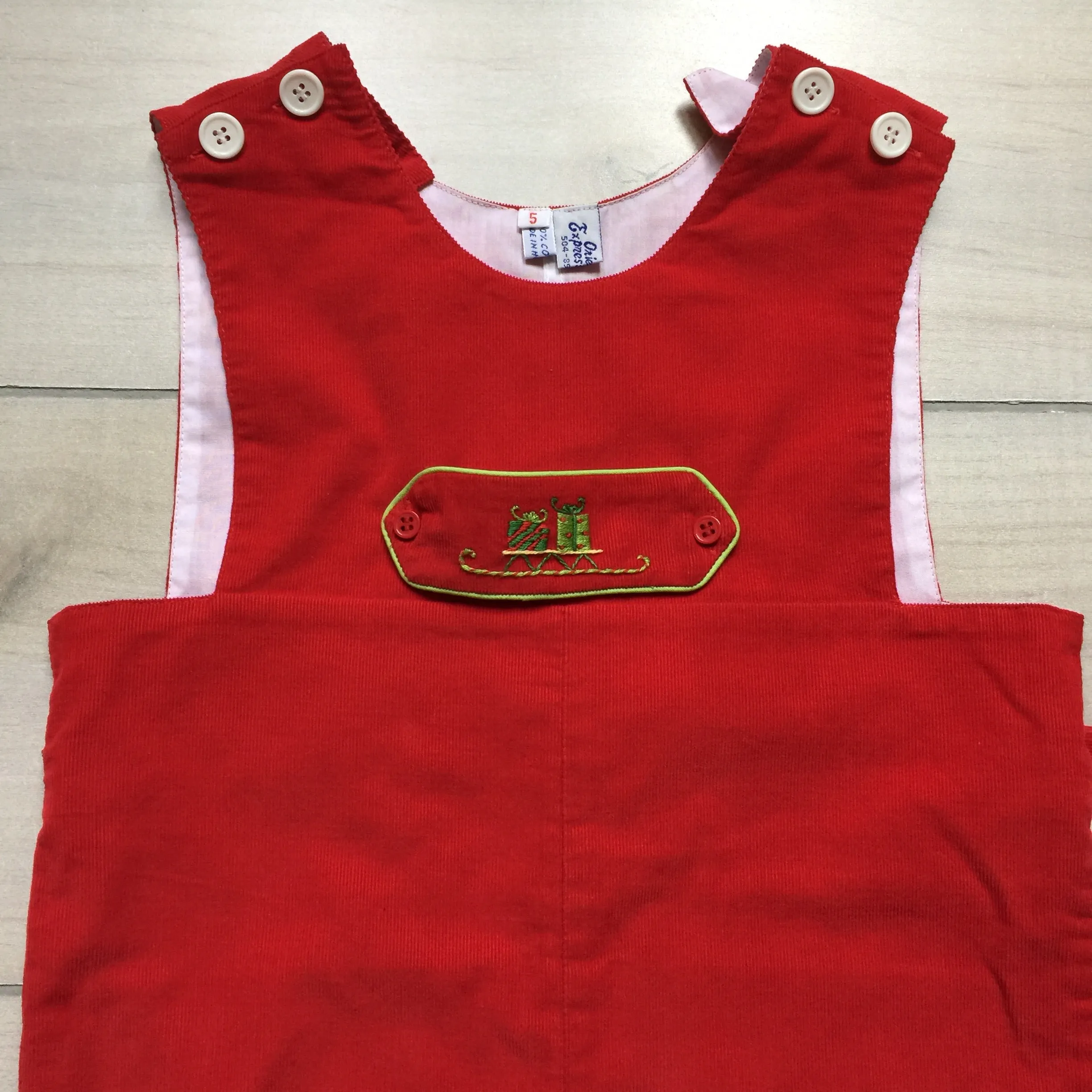 Orient Express Red Present Sled Holiday Romper Longall