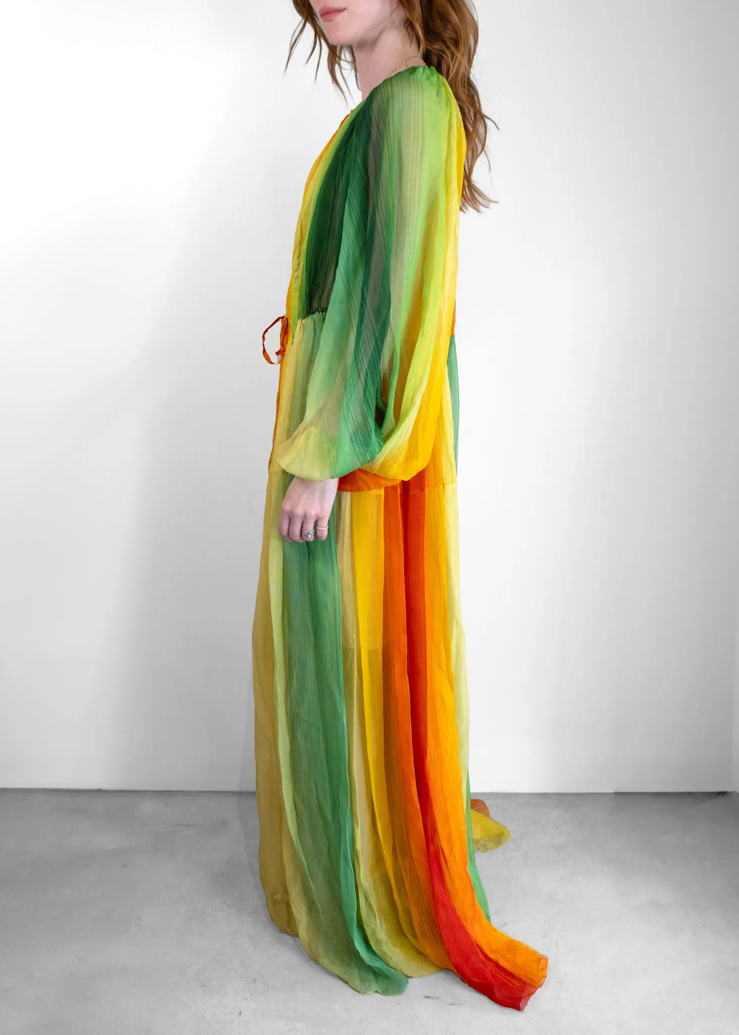 Oscar De La Renta Striped Silk-chiffon Maxi Dress