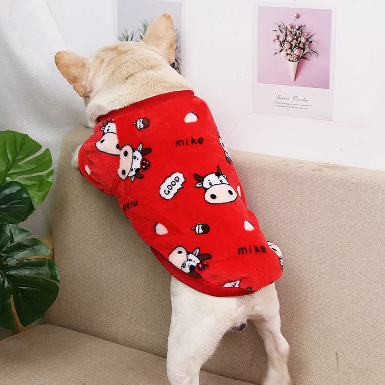 Pet Clothes Medium Large Dog French Bulldog Puppy Dog Autumn Winter Thermal Pajamas Coat