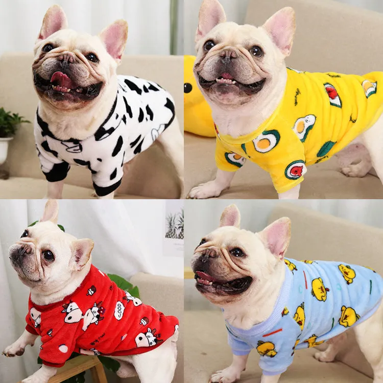 Pet Clothes Medium Large Dog French Bulldog Puppy Dog Autumn Winter Thermal Pajamas Coat