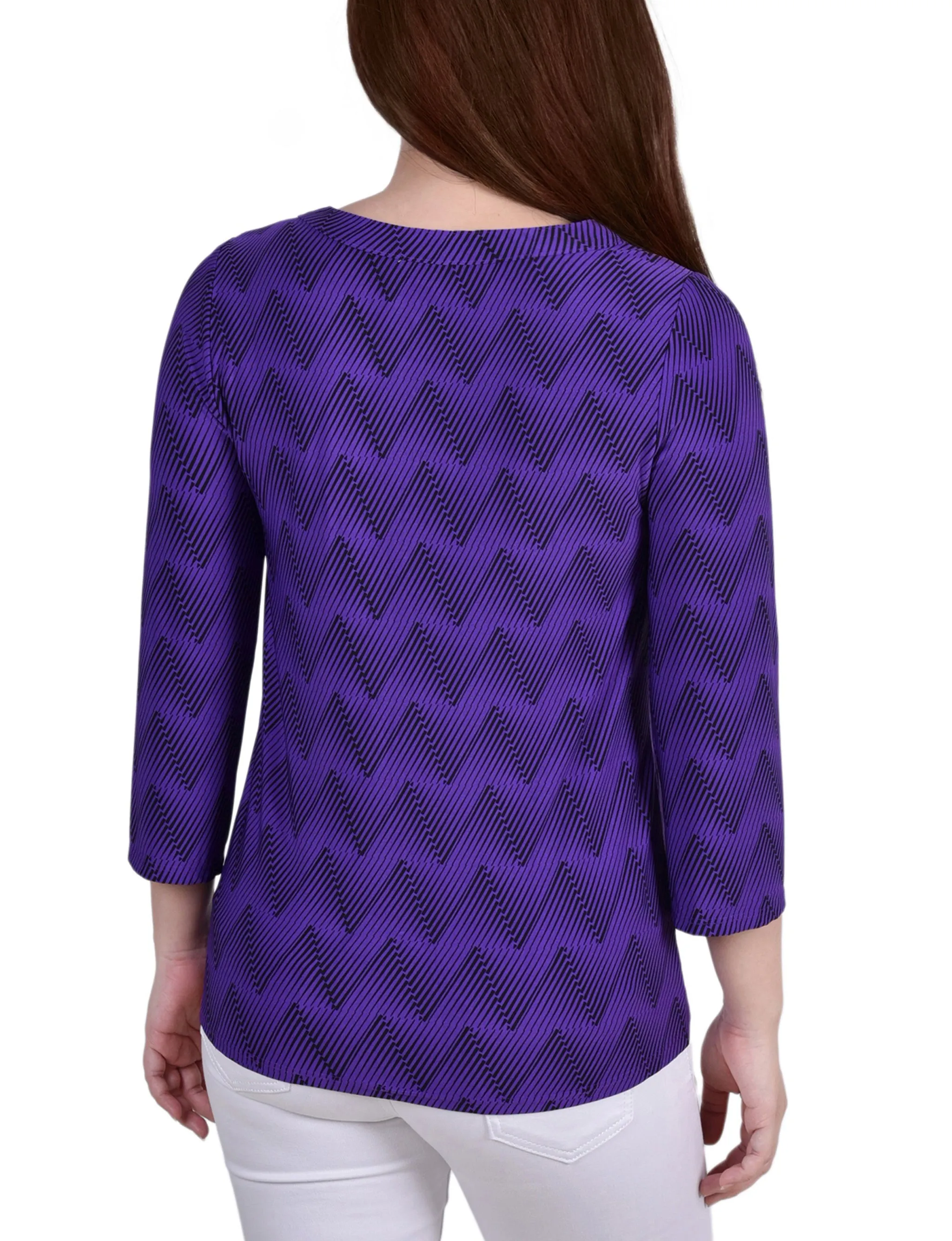Petite 3/4 Sleeve Grommet Top