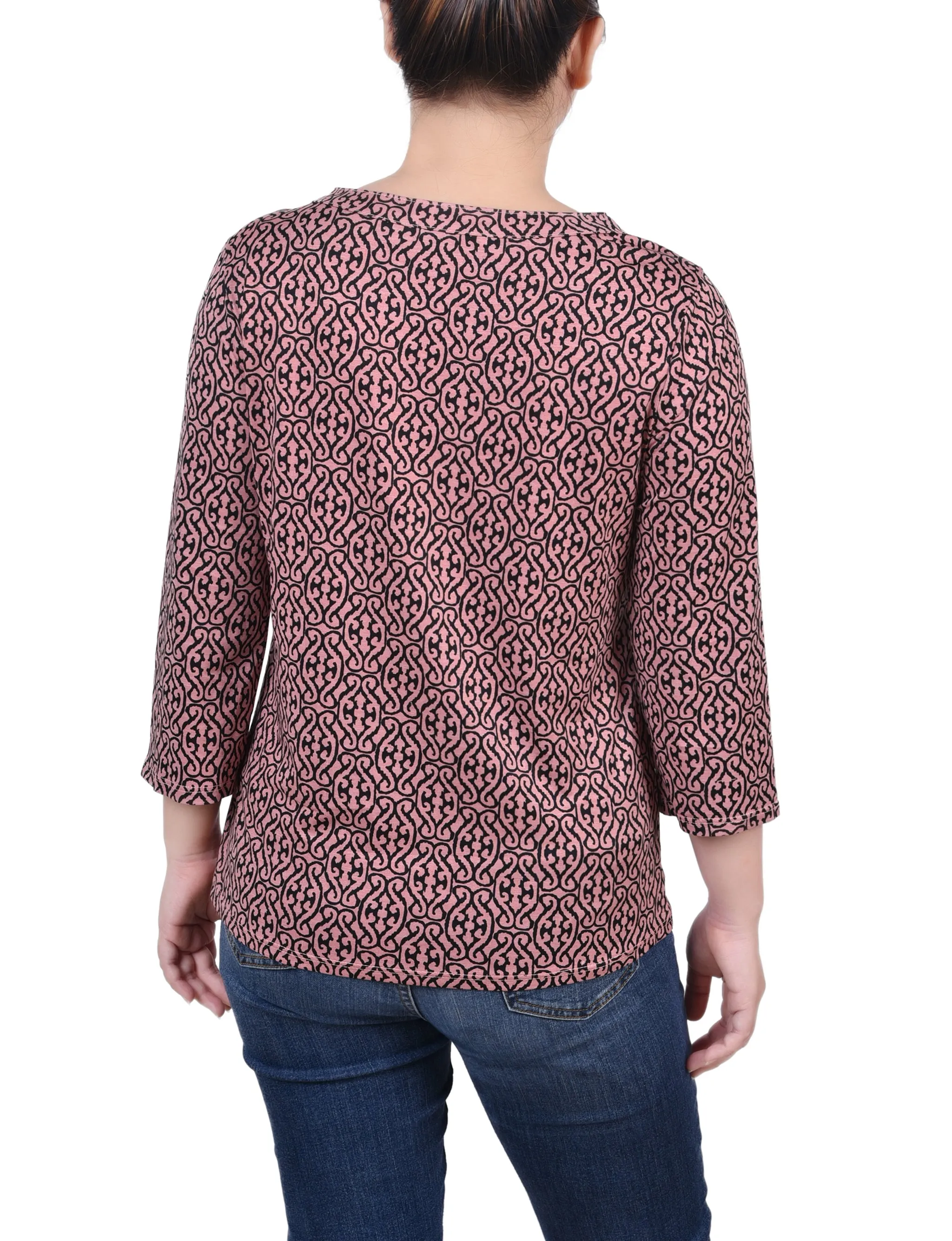 Petite 3/4 Sleeve Grommet Top