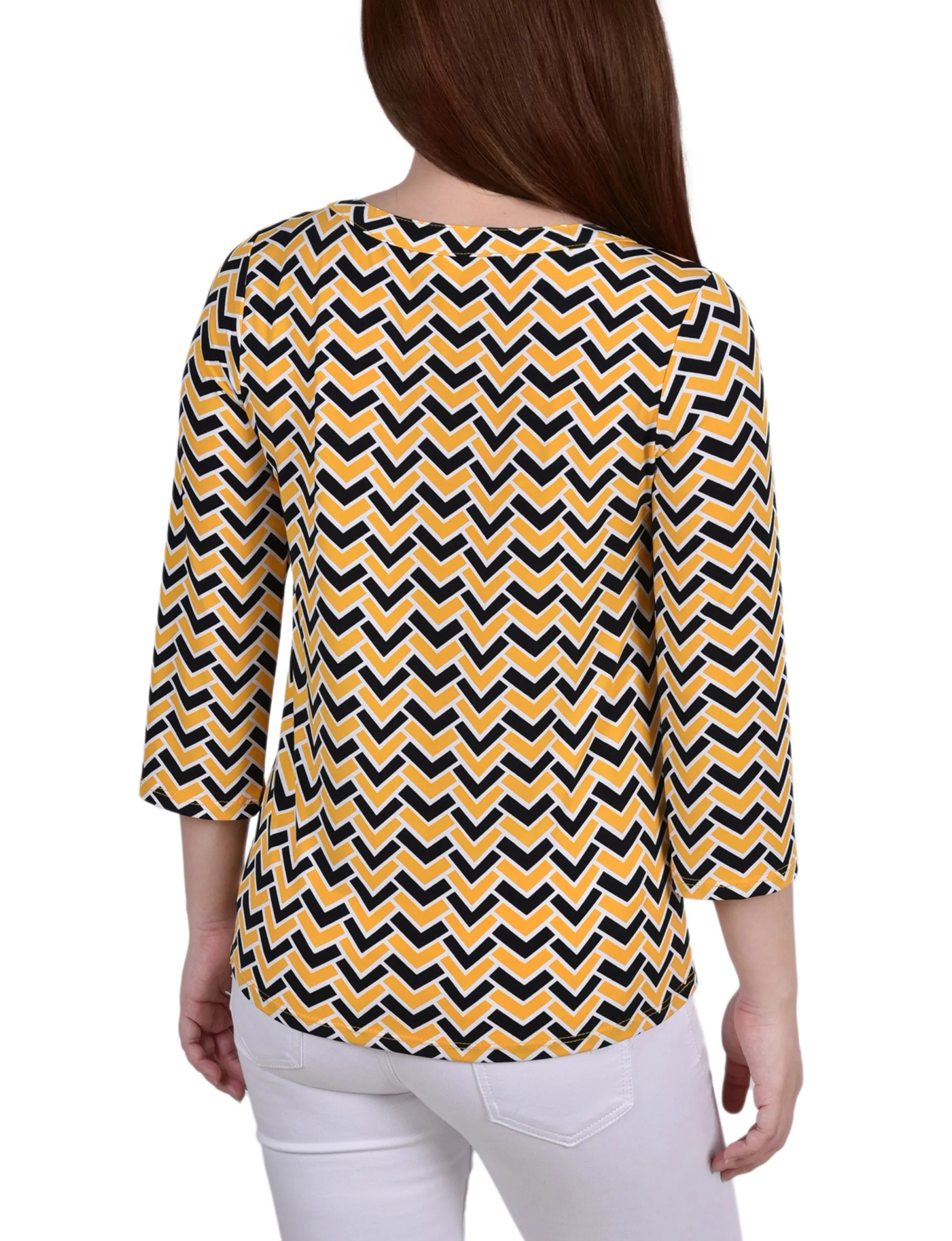 Petite 3/4 Sleeve Grommet Top