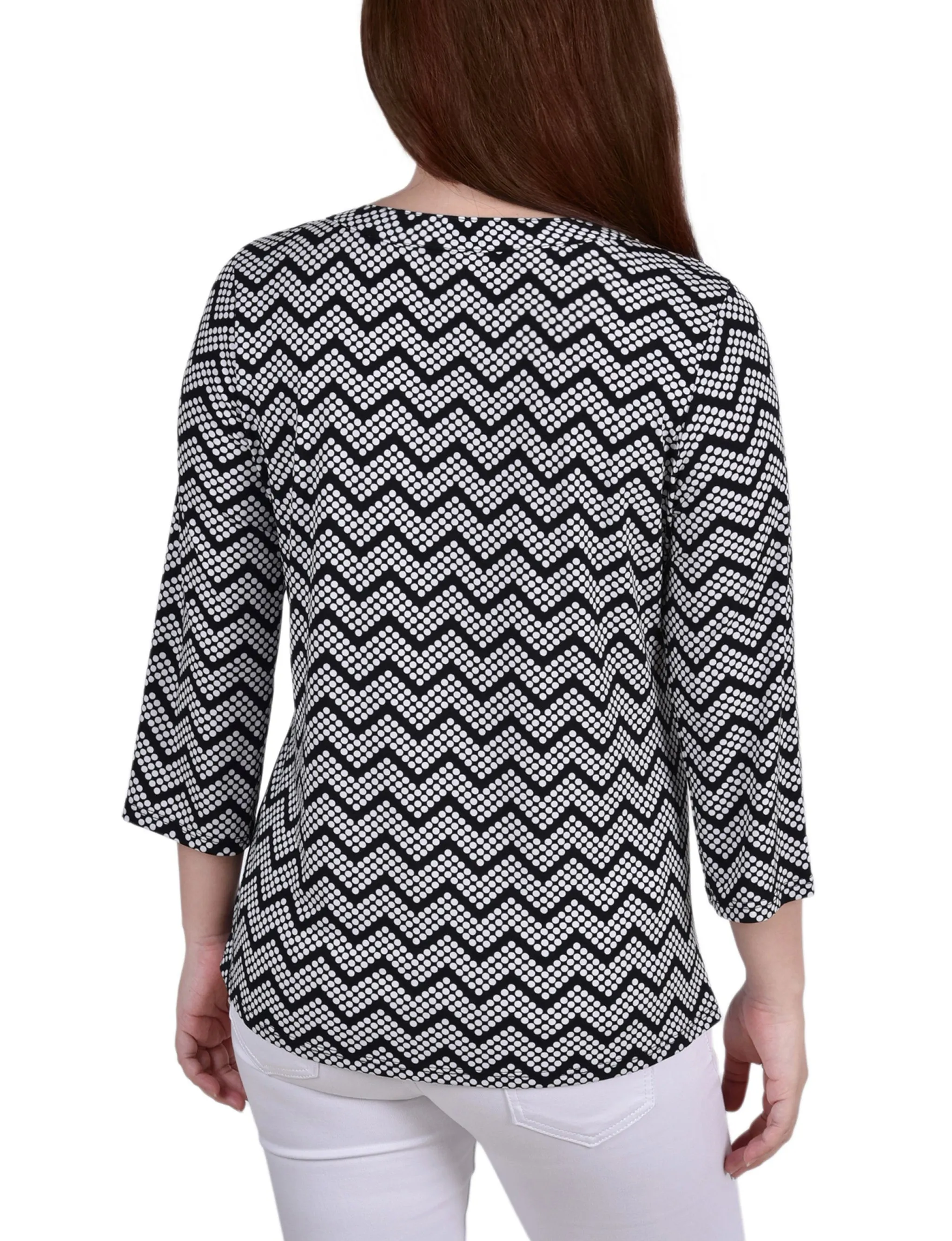 Petite 3/4 Sleeve Grommet Top