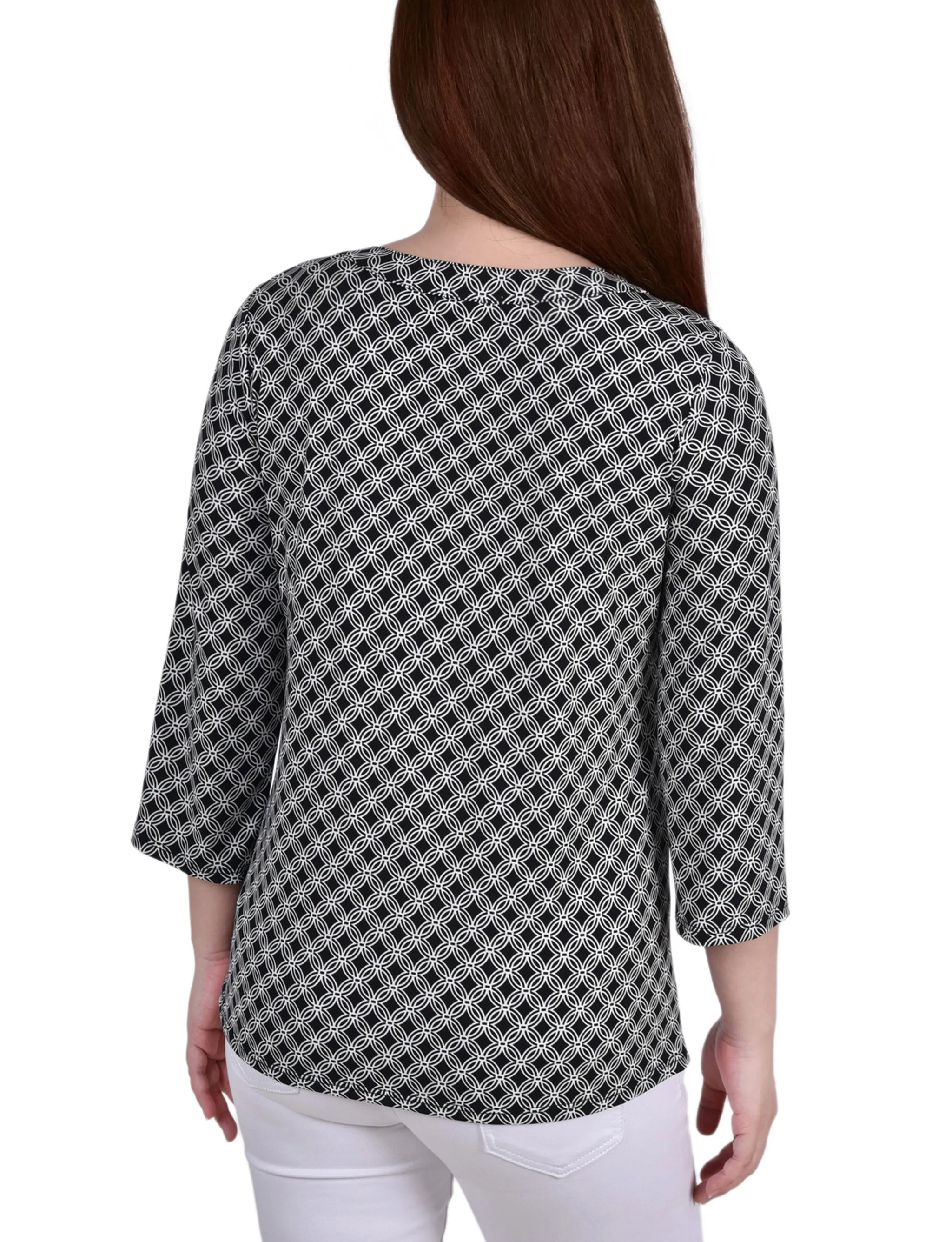 Petite 3/4 Sleeve Grommet Top