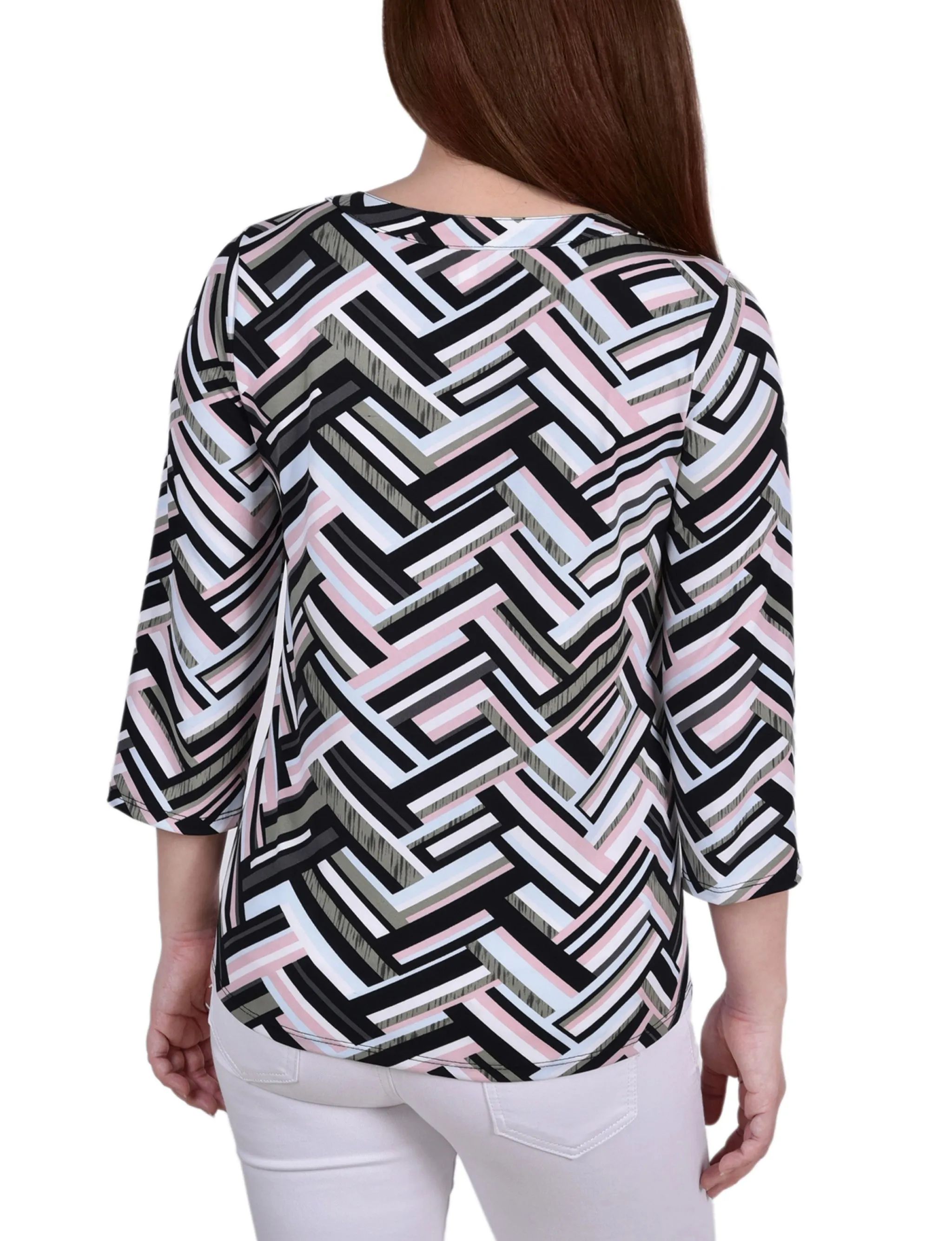 Petite 3/4 Sleeve Grommet Top