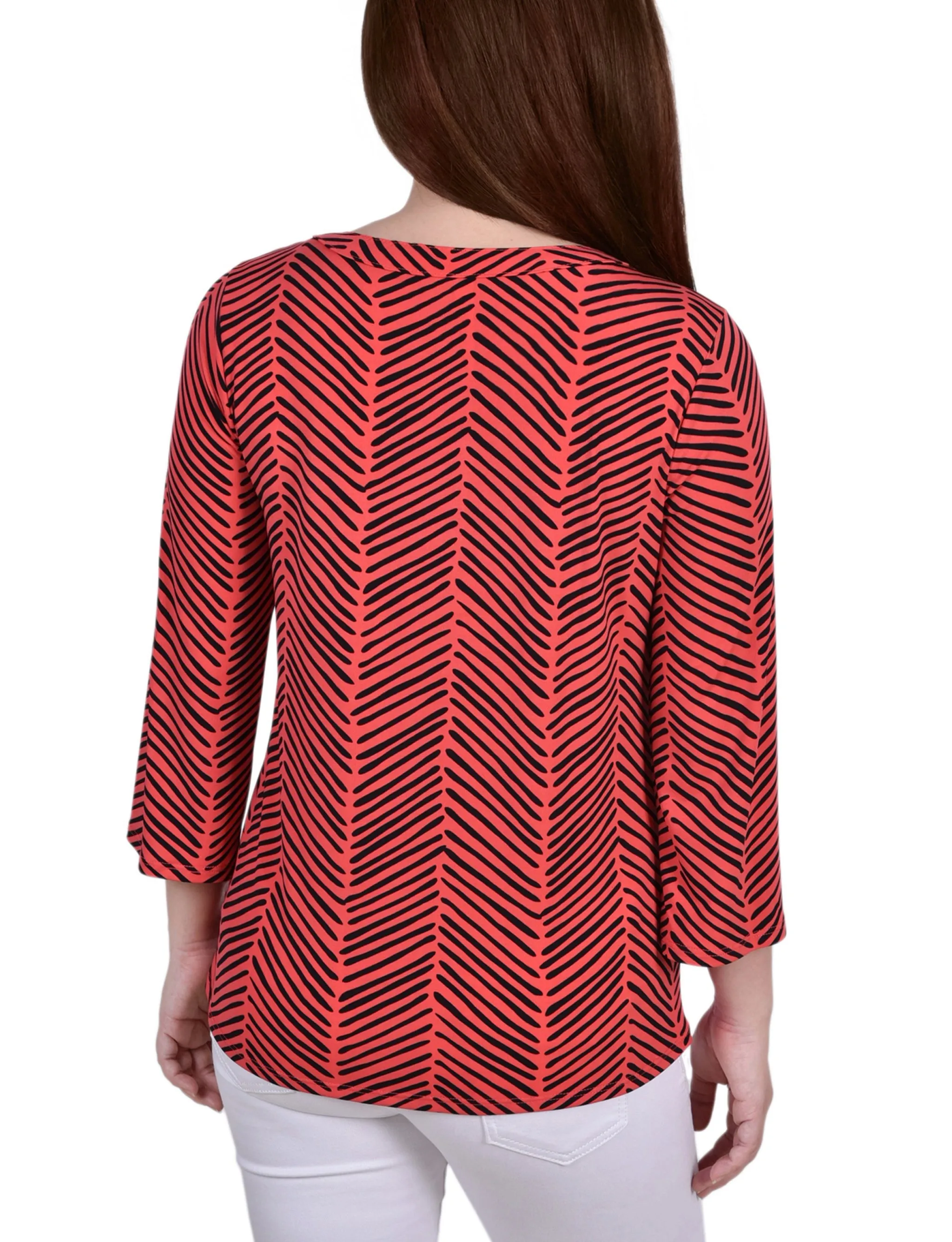 Petite 3/4 Sleeve Grommet Top