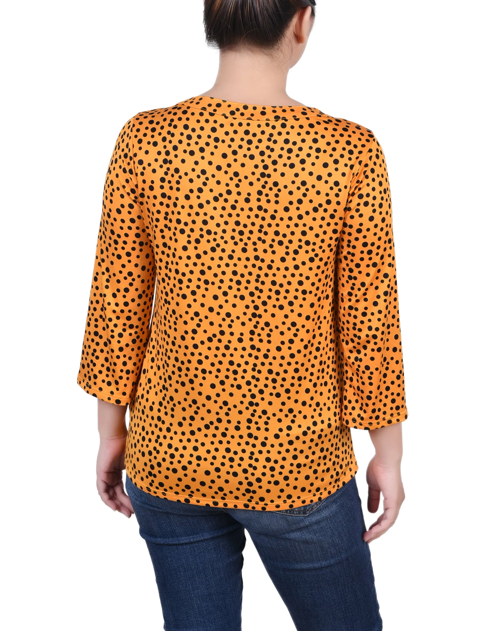 Petite 3/4 Sleeve Grommet Top