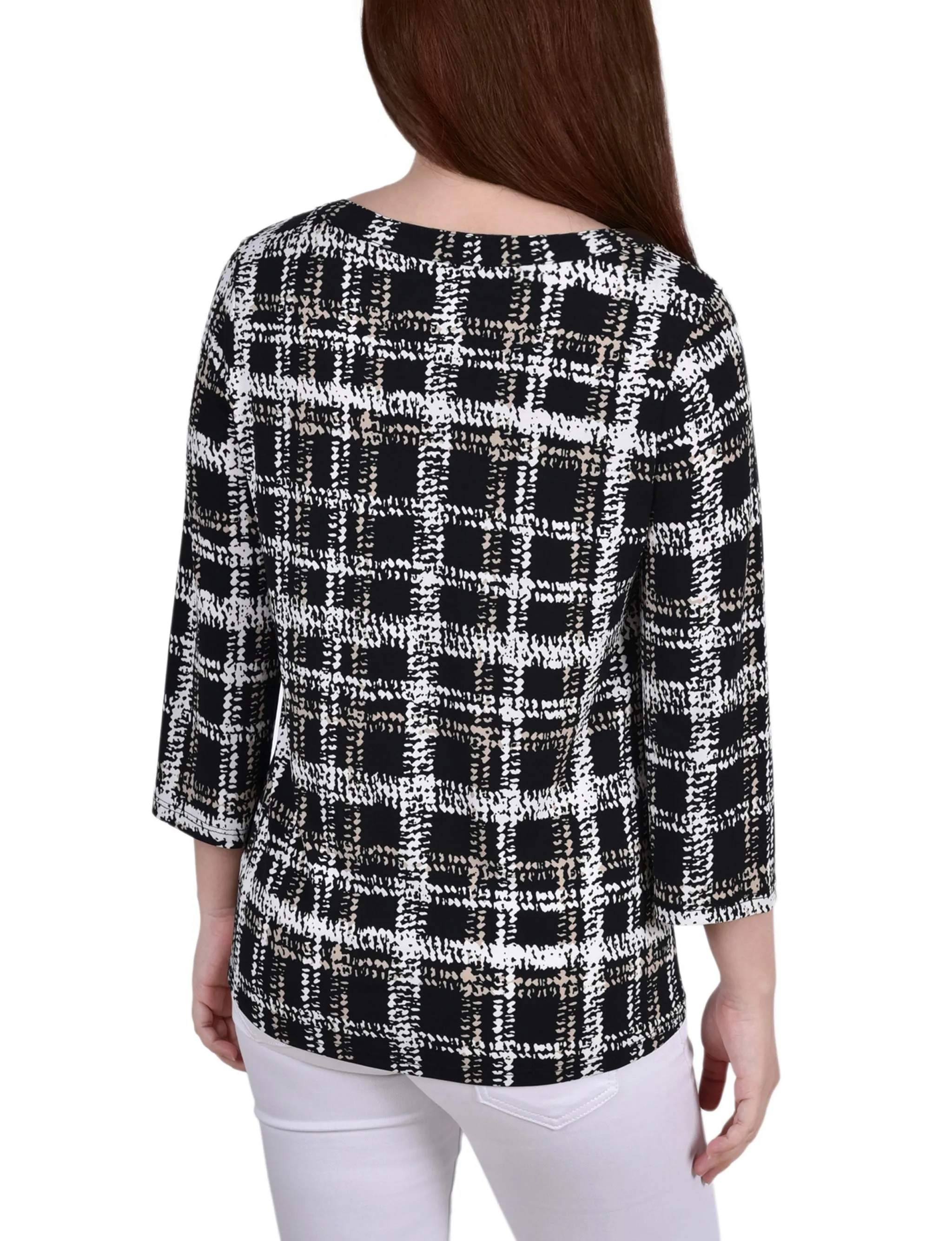 Petite 3/4 Sleeve Grommet Top