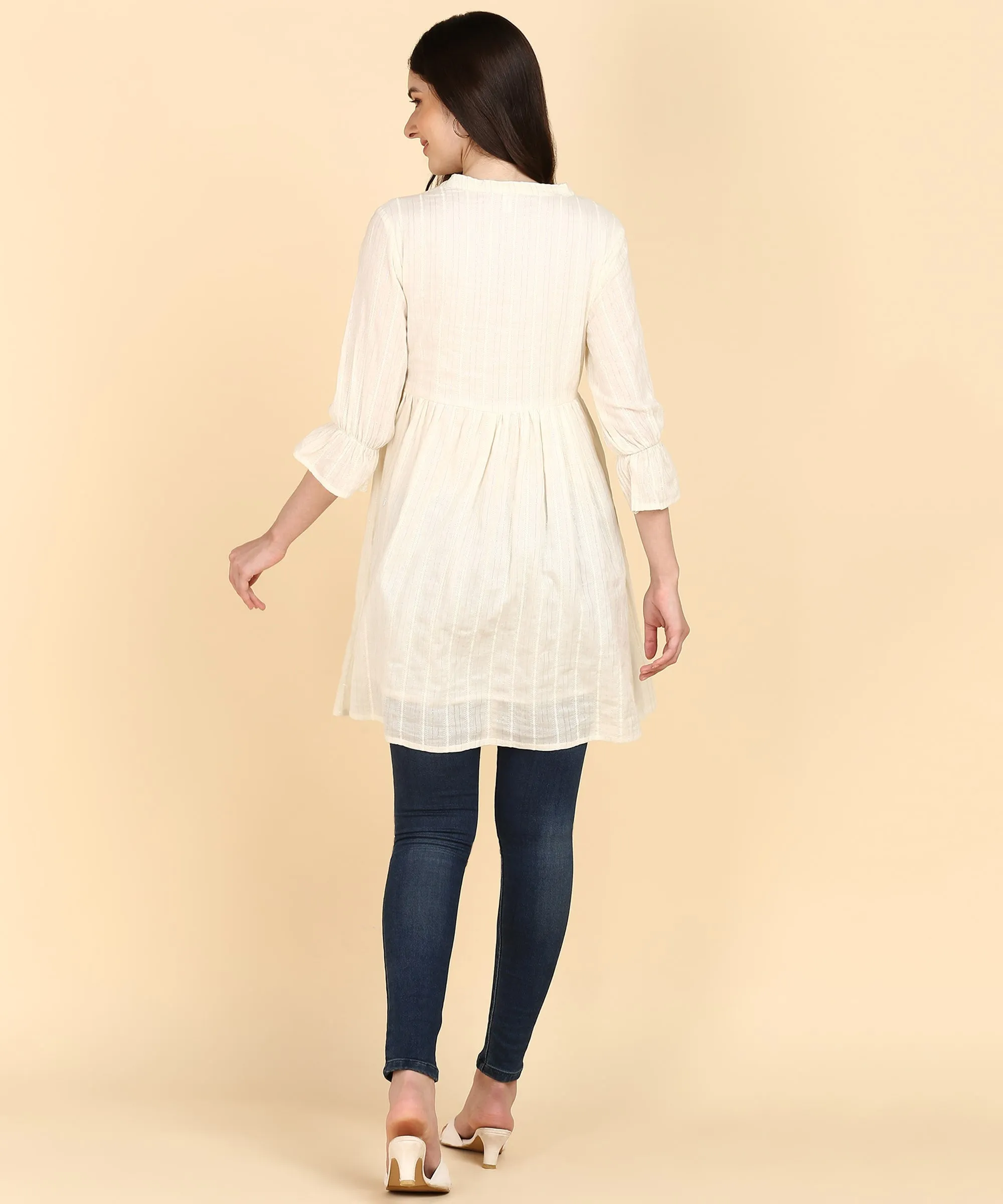 Pink Cotton Lurex Embroidered Tunic