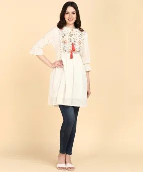 Pink Cotton Lurex Embroidered Tunic