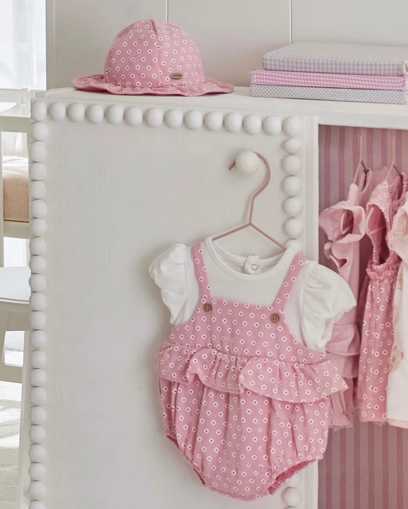Pink Ikat Bubble & Hat Set