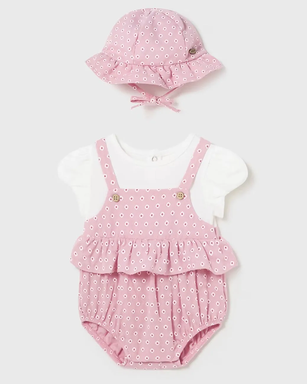 Pink Ikat Bubble & Hat Set